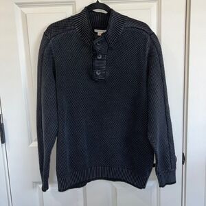 Carbon2Cobalt Textured Mock Neck‎ 3 Button Henley Sweater Black Size Large Men's
